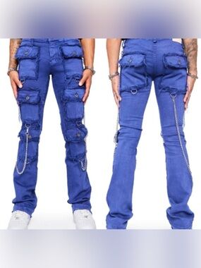 Valabasas STACKED HYBRID VIOLA SCURO FLARE LEG CARGO POCKETS Sz 32 Streetwear